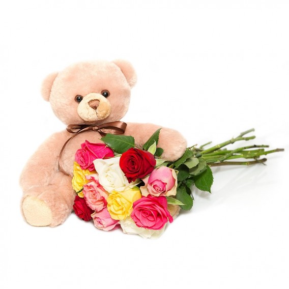 Roses et peluche