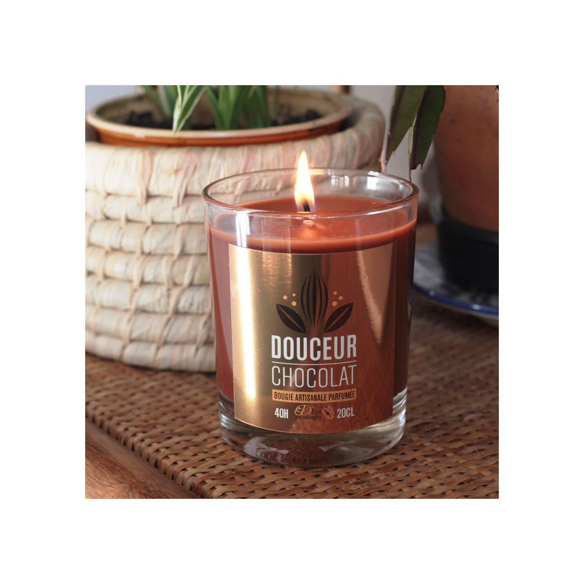 Bougie Parfumée CHOCOLAT AU LAIT - Cire De Soja - Fait Main En France - Durée ~25h
