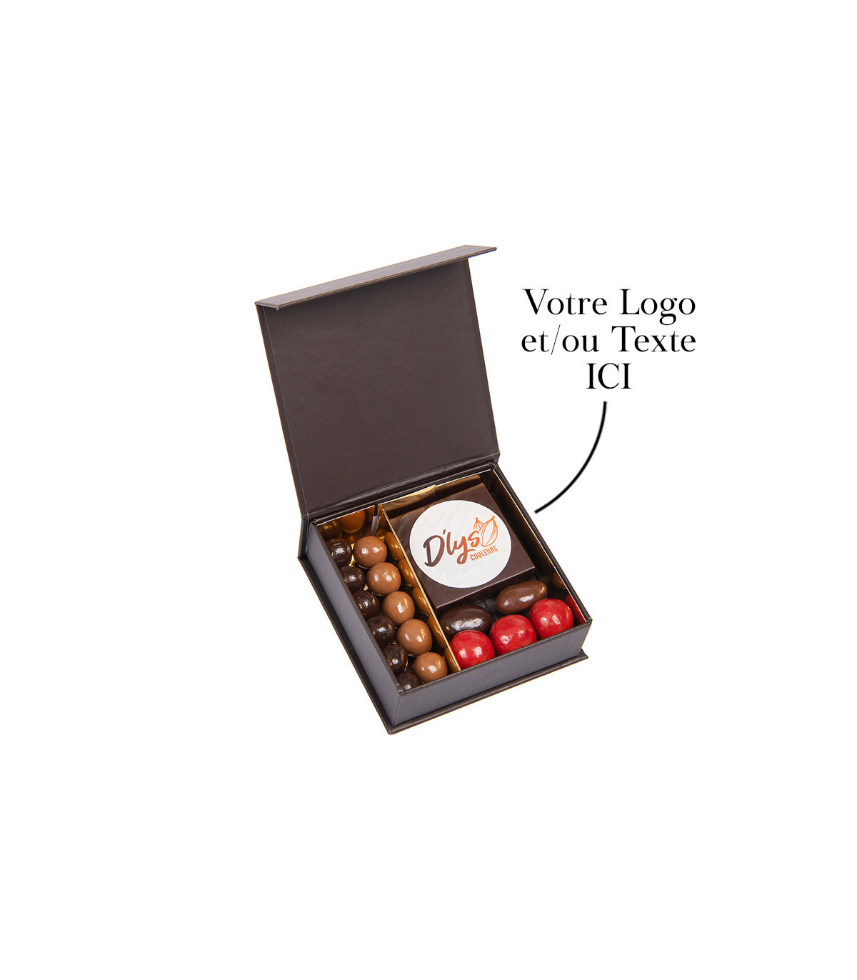 Boite de chocolat personnalisé avec logo - Chocolat D'lys couleurs