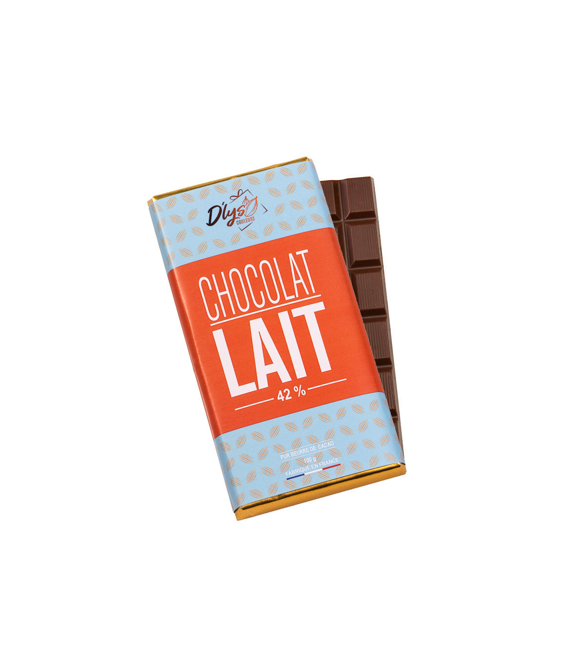 Tablette chocolat au lait 42% - Chocolat en ligne D'lys couleurs