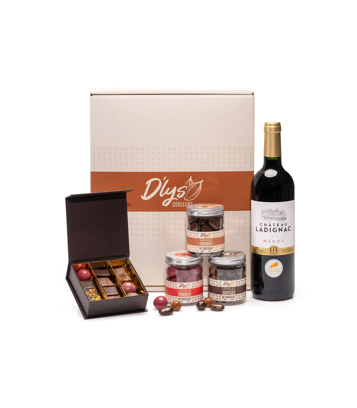 Cadeau chocolat et vin - Acheter chocolat et vin avec D'lys couleurs