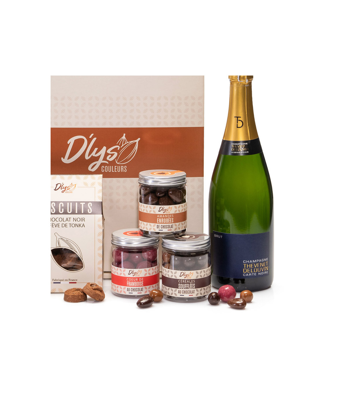 champagne et chocolat personnalisé - Chocolat de noël D'lys couleurs