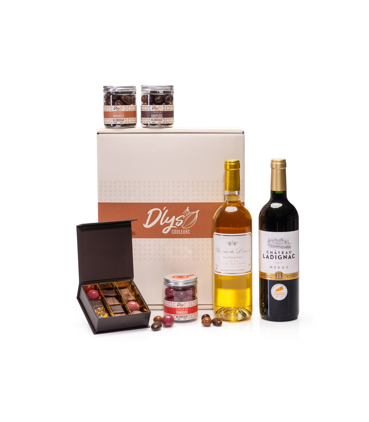 Offrir chocolats et vin - Idée cadeau noël D'lys couleurs