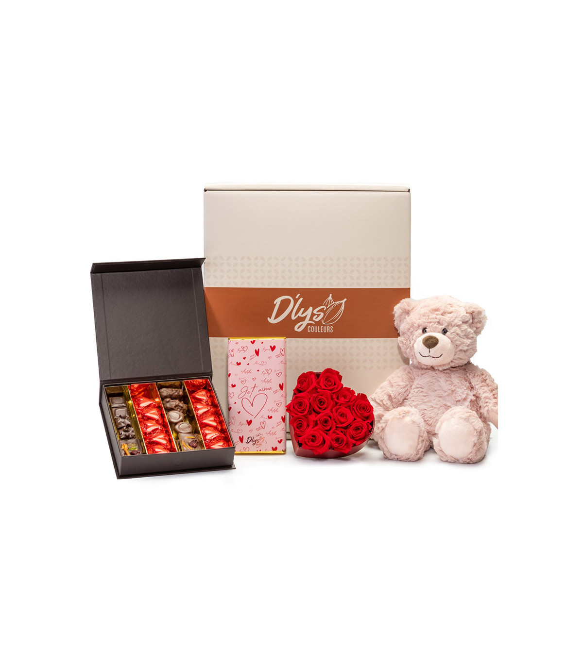 Cadeau saint-valentin - Livraison cadeau chocolat D'lys couleurs