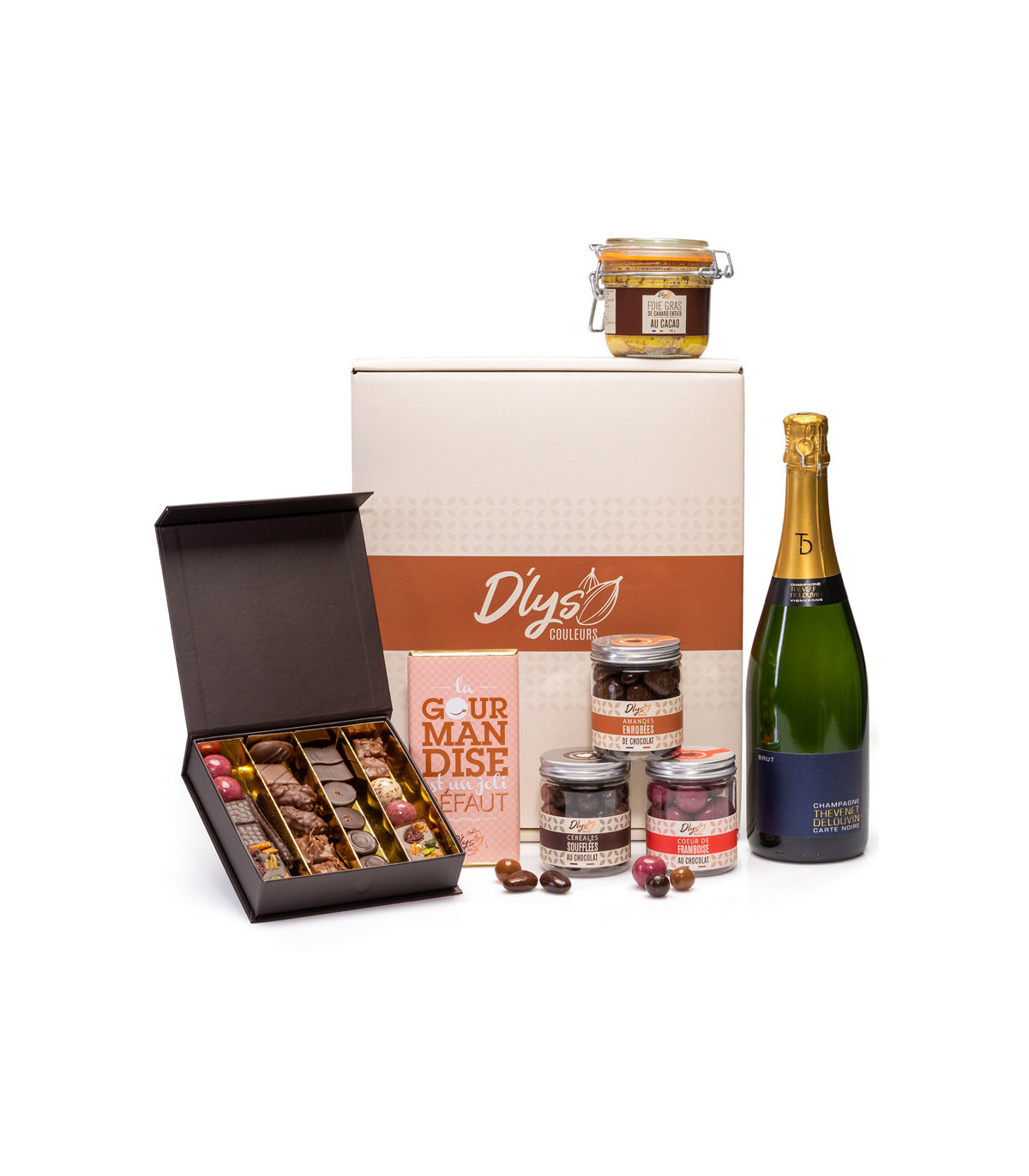 Coffret chocolat champagne - Coffret cadeau D'lys couleurs