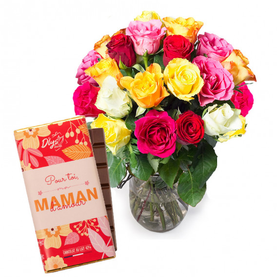 Roses et Tablette Bonne Fête Maman