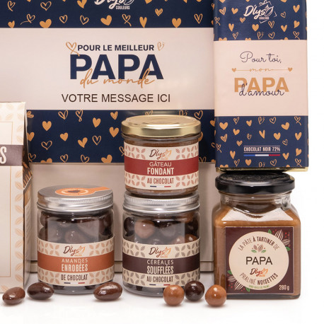 Coffret cadeau « I ♥ Dad » en chocolat noir | Idée cadeau à offrir pour la  fête des pères | Coffret en bois réutilisable | Homme| Grand-père 