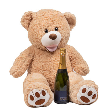 peluche géante et champagne