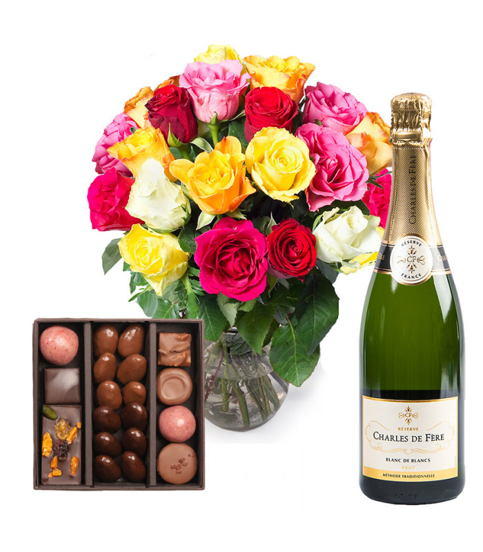 Roses chocolats et Champagne