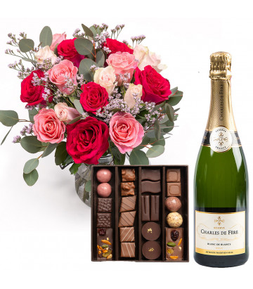 champagne et chocolat personnalisé - Chocolat de noël D'lys couleurs