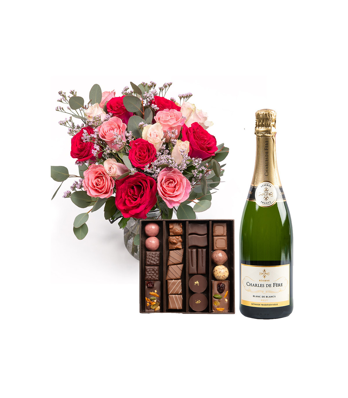Cadeau Remerciements - chocolat, fleurs, vins