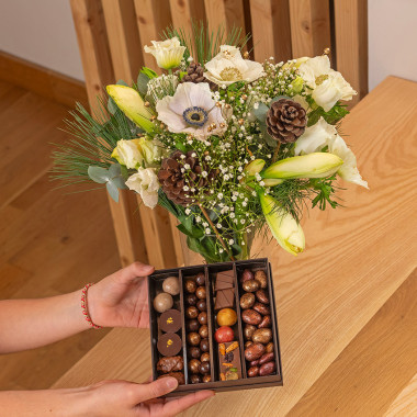 fleurs et chocolat de noel