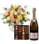 fleurs chocolats et champagne