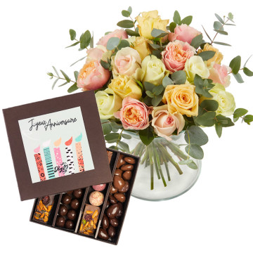 chocolats fleurs anniversaire