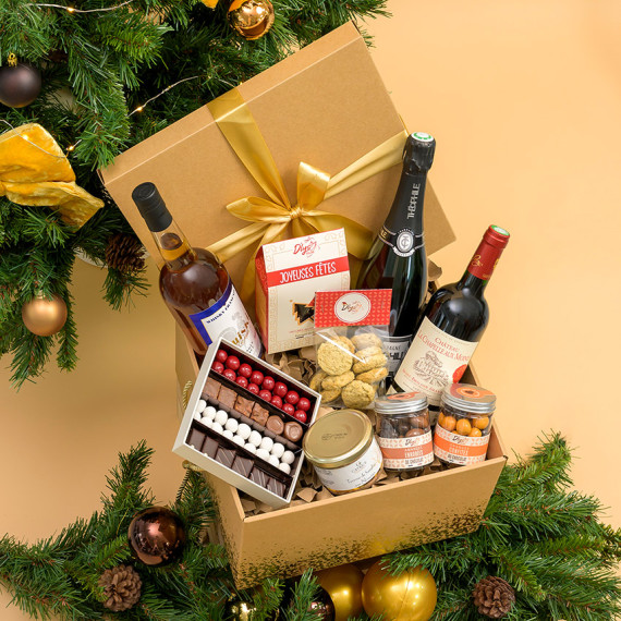 coffret luxe vin champagne chocolat
